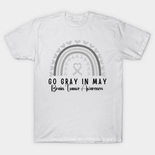 Go Gray In May Gray Awareness Ribbon (Brain Tumor/Cancer) T-Shirt